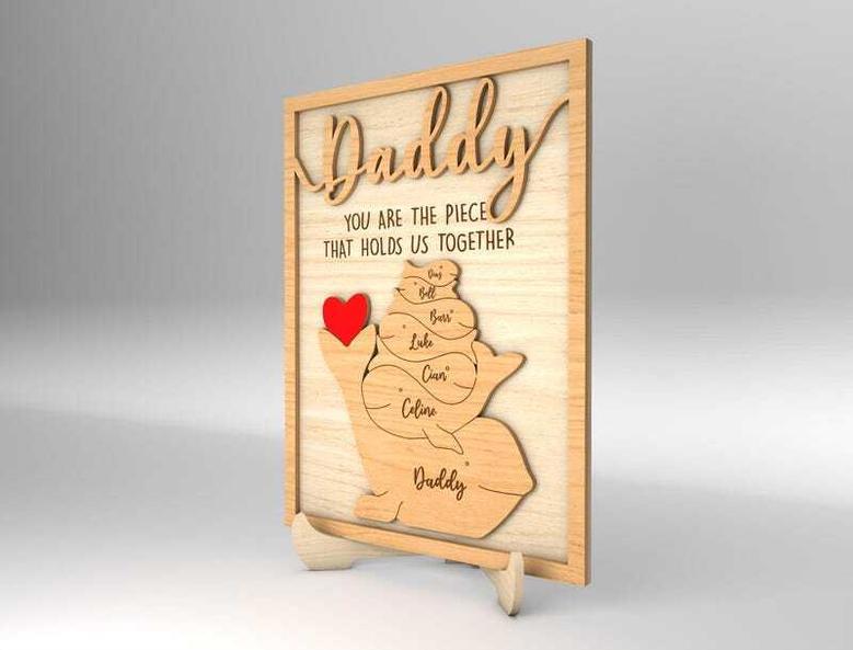 Heartfelt Whale Daddy Puzzle Wood Sign For Father's Day