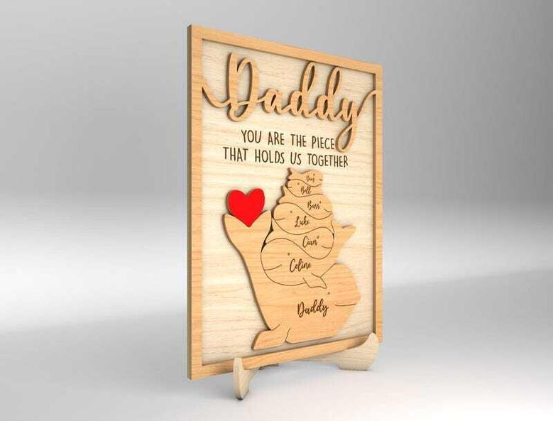 Heartfelt Whale Daddy Puzzle Wood Sign For Father's Day