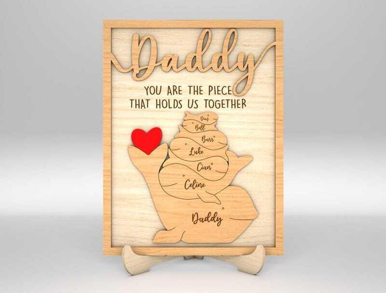 Heartfelt Whale Daddy Puzzle Wood Sign For Father's Day