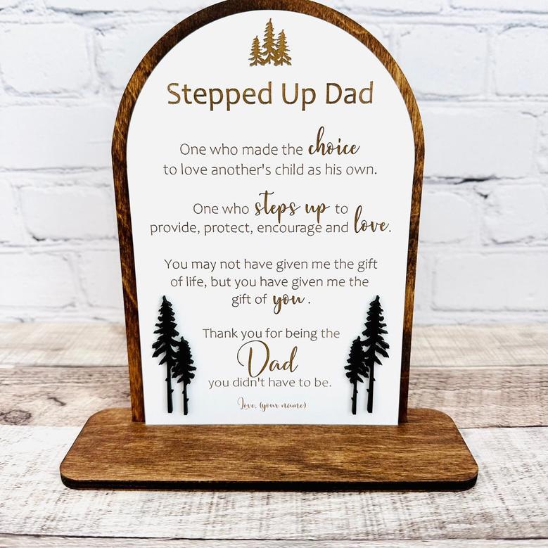 Touching Step Dad Gifts: Custom Wood Sign For Father's Day From Kids - Stylish Table Decor