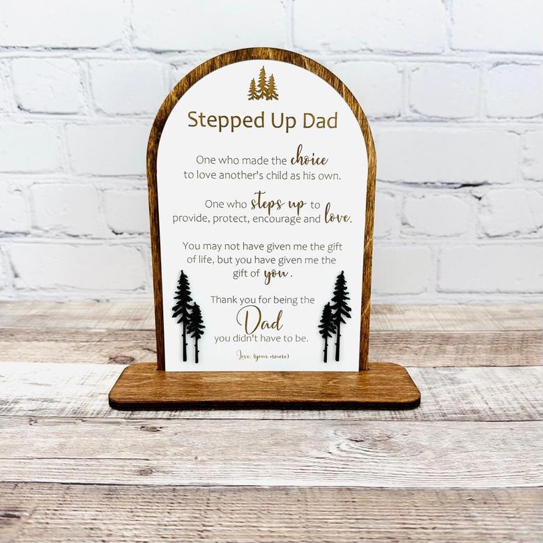 Touching Step Dad Gifts: Custom Wood Sign For Father's Day From Kids - Stylish Table Decor