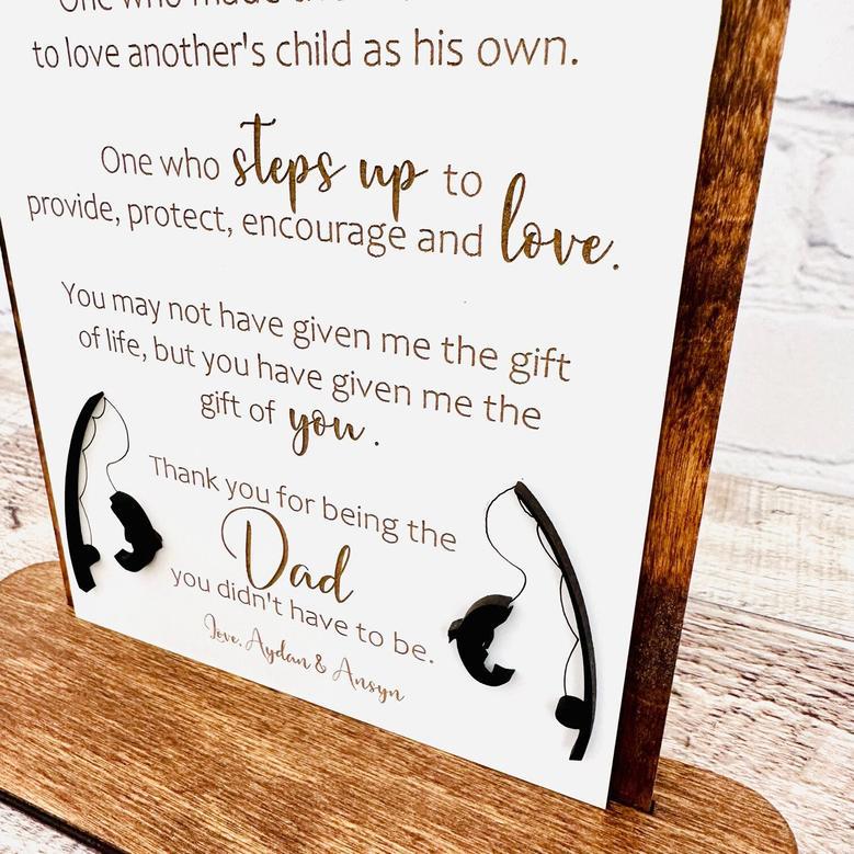 Touching Step Dad Gifts: Custom Wood Sign For Father's Day From Kids - Stylish Table Decor