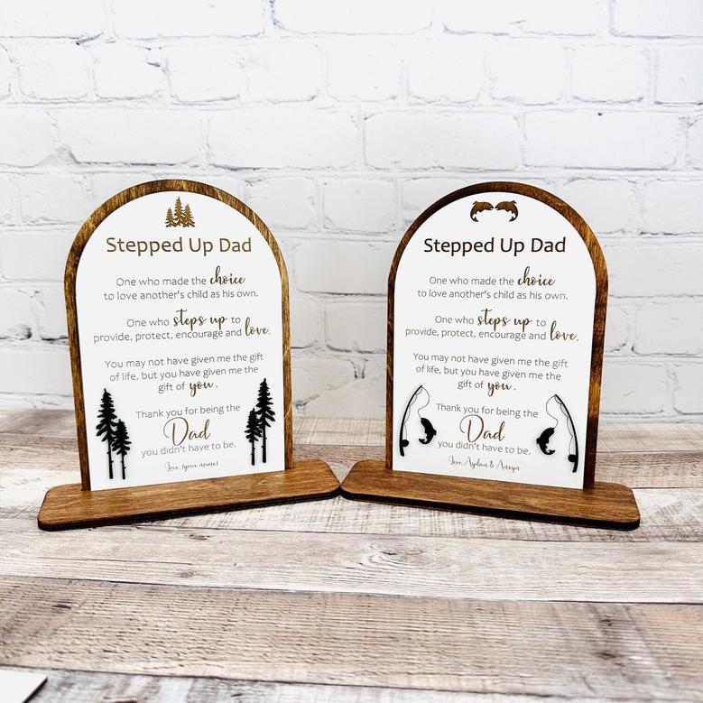 Touching Step Dad Gifts: Custom Wood Sign For Father's Day From Kids - Stylish Table Decor