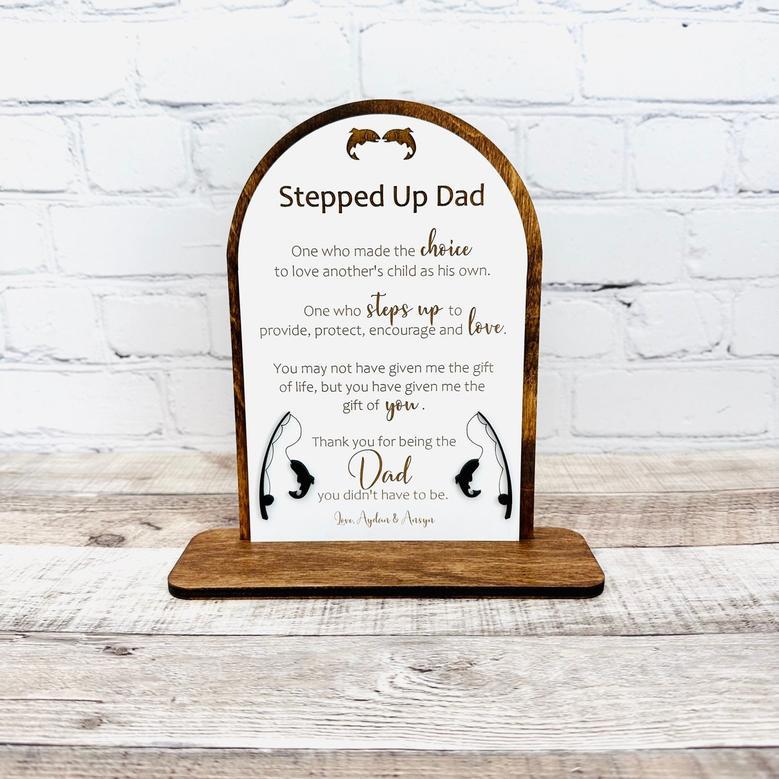 Touching Step Dad Gifts: Custom Wood Sign For Father's Day From Kids - Stylish Table Decor