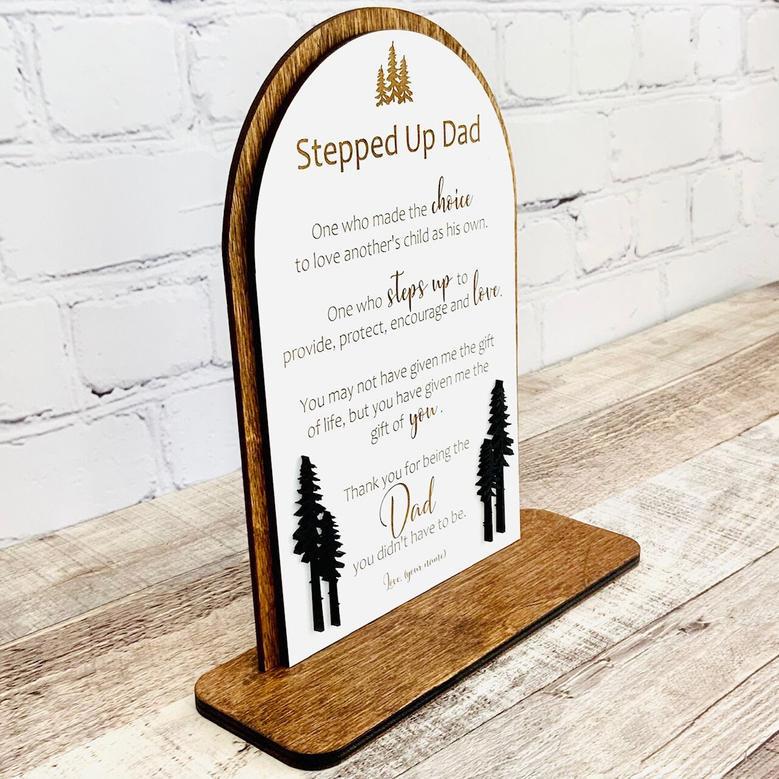 Touching Step Dad Gifts: Custom Wood Sign For Father's Day From Kids - Stylish Table Decor