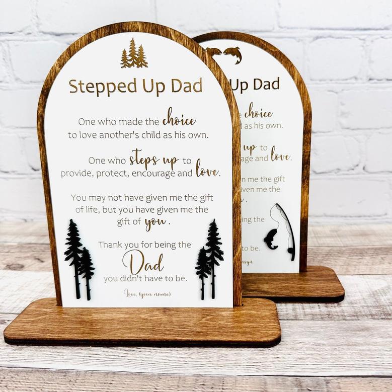 Touching Step Dad Gifts: Custom Wood Sign For Father's Day From Kids - Stylish Table Decor