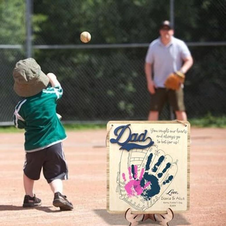 Touching Personalized Baseball Handprint Sign For Dad - DIY Keepsake For Father's Day