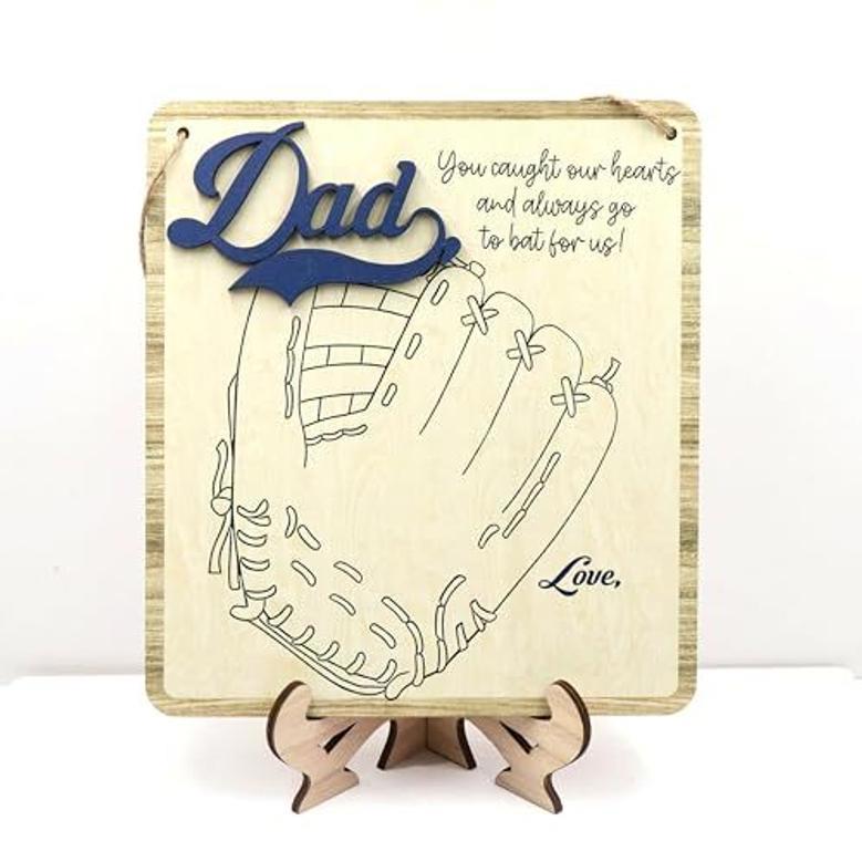 Touching Personalized Baseball Handprint Sign For Dad - DIY Keepsake For Father's Day