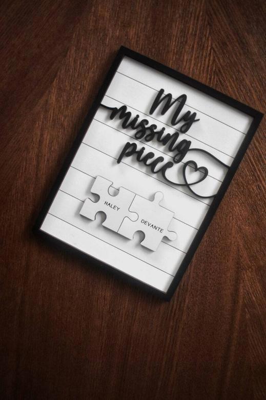 Custom My Missing Piece Wood Sign - Romantic Anniversary Gift For Valentine's Day