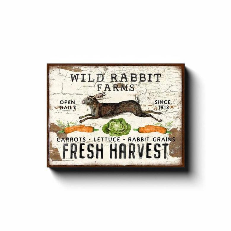 Rustic Farmhouse Easter Rabbit Canvas Large Vintage Wall Art For Living Room