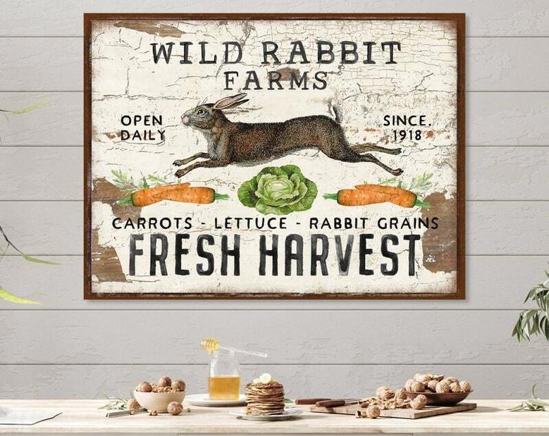 Rustic Farmhouse Easter Rabbit Canvas Large Vintage Wall Art For Living Room