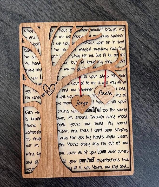 Personalized Tree-Themed Wood Sign For Anniversary Or Valentine's Day - Custom Engraved Message For Couples