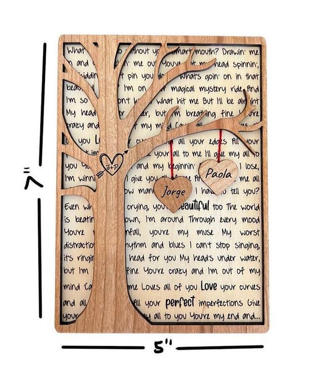 Personalized Tree-Themed Wood Sign For Anniversary Or Valentine's Day - Custom Engraved Message For Couples