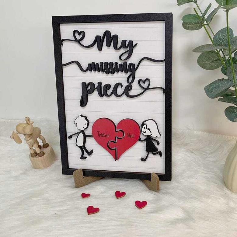 Custom My Missing Piece Anniversary Wood Sign For Couples - Thoughtful 2025 Valentine Gift