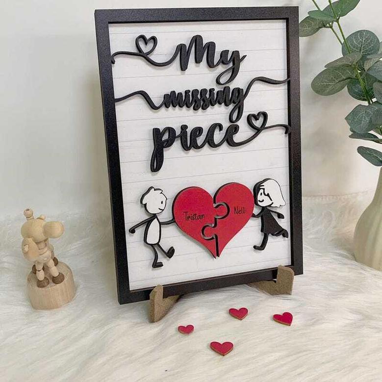 Custom My Missing Piece Anniversary Wood Sign For Couples - Thoughtful 2025 Valentine Gift