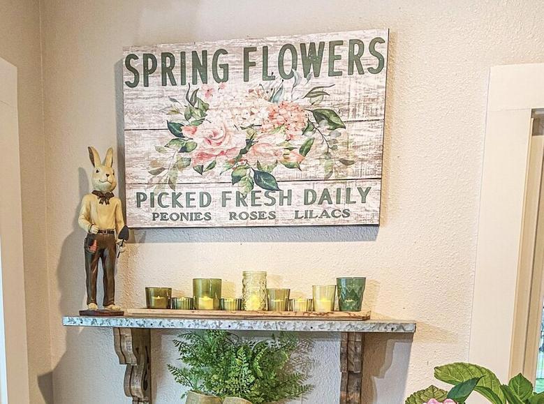 Personalized Rustic Farmhouse Spring Flowers Canvas For Living Room - Antique Style Vintage Decor