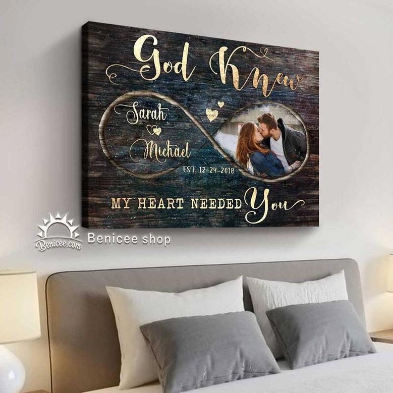 Thoughtful Wedding Anniversary Canvas Gift For Couples - Personalized Valentine Photo Art For Him & Her