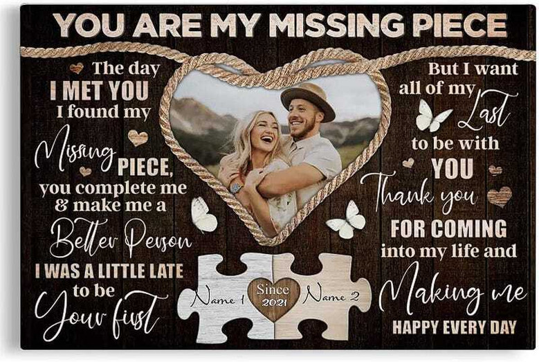 Missing Piece Love Story - Personalized Wedding Keepsake Canvas