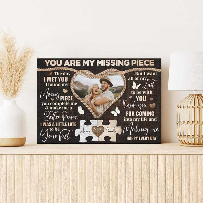 Missing Piece Love Story - Personalized Wedding Keepsake Canvas