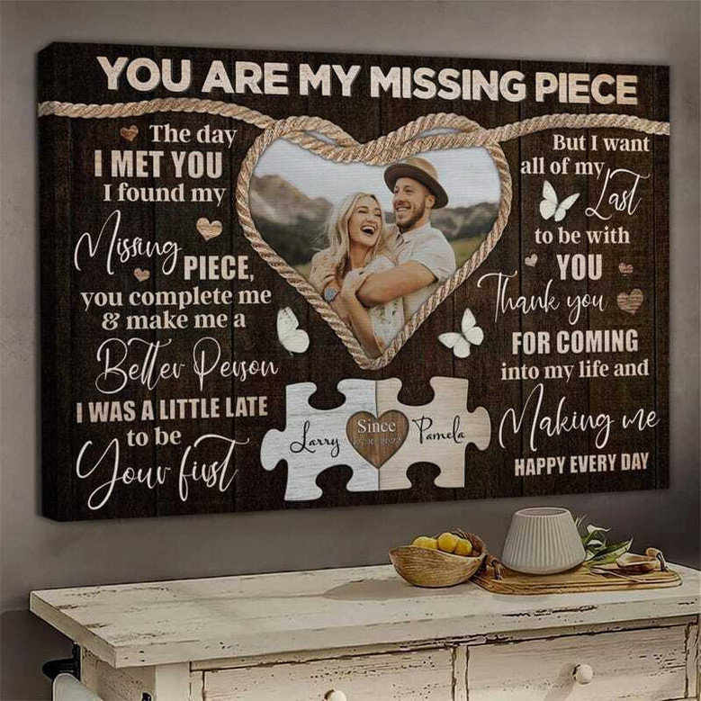 Missing Piece Love Story - Personalized Wedding Keepsake Canvas