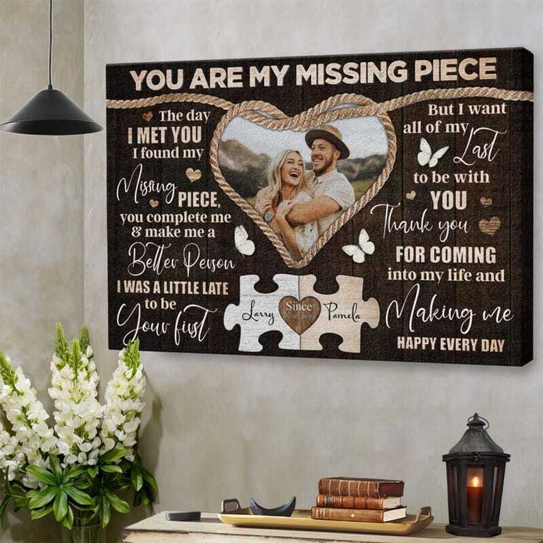 Missing Piece Love Story - Personalized Wedding Keepsake Canvas