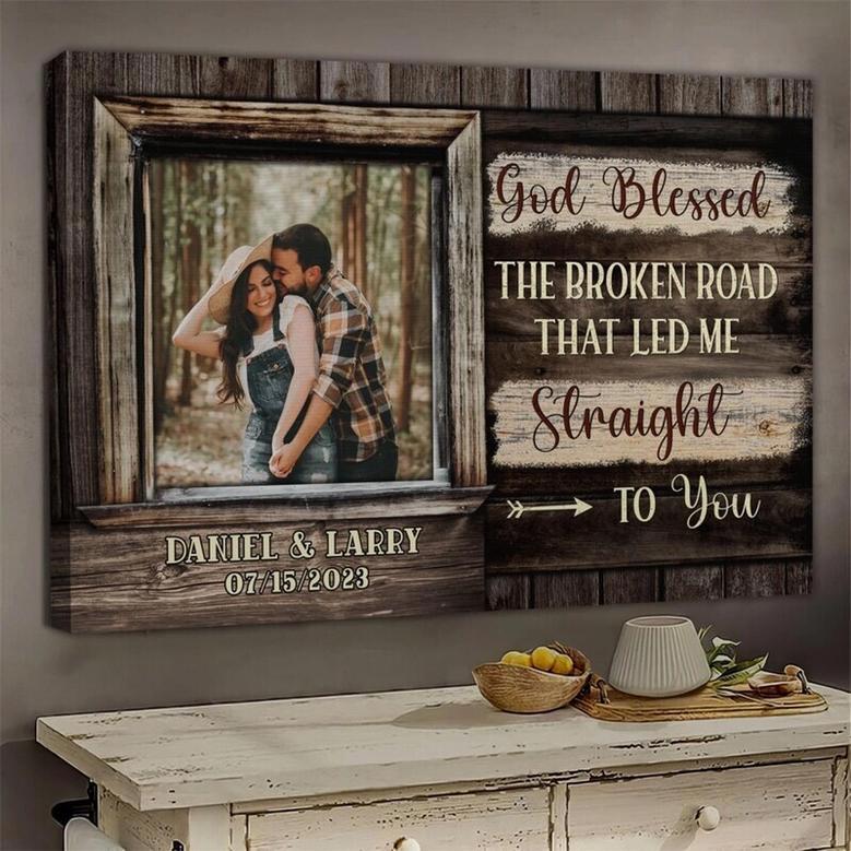 Custom Valentine Canvas Art For Couples - Romantic Wedding And Anniversary Gift