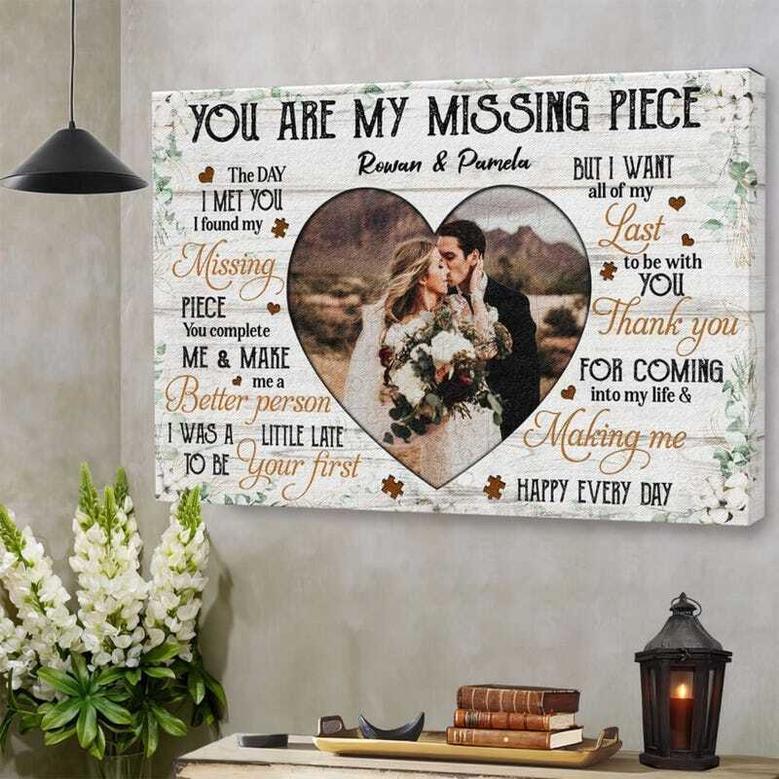 Unique Personalized Couple Canvas With Photo & Name For Valentine's Day Wedding Gifts