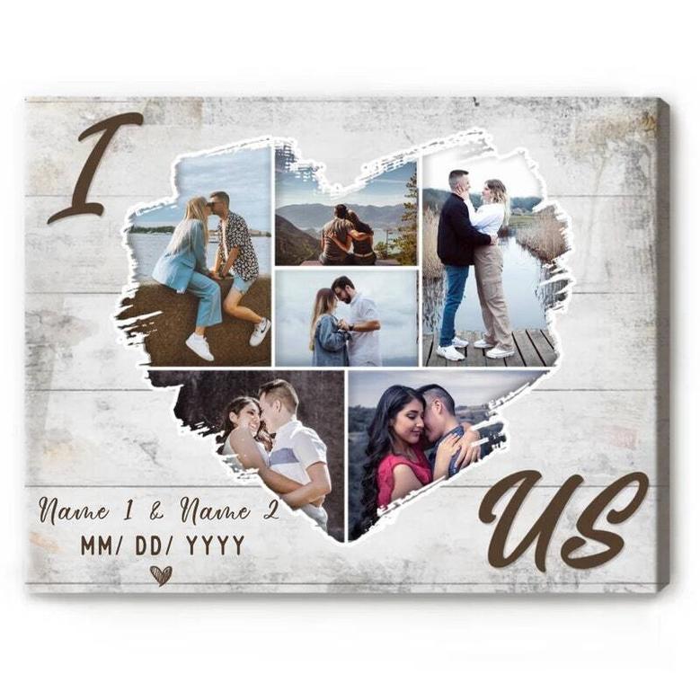 Personalized Valentine Heart Canvas For Couples - Wedding & Anniversary Gift