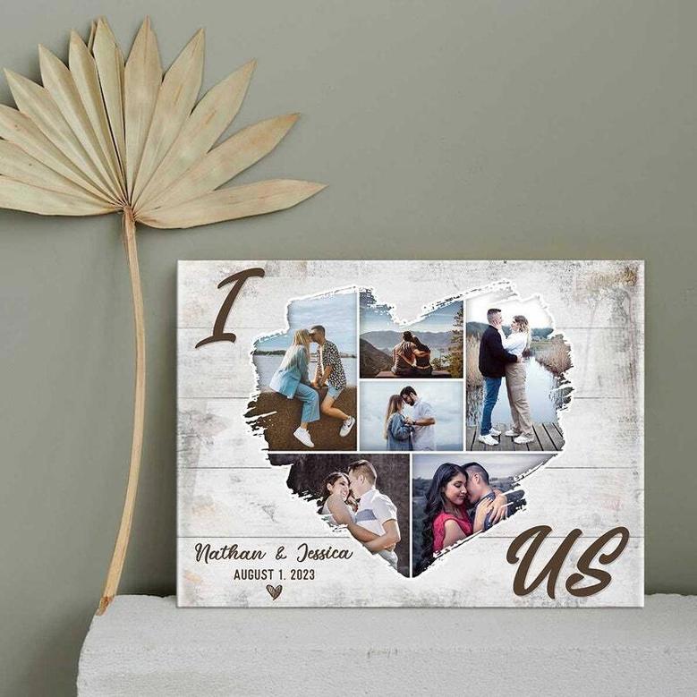 Personalized Valentine Heart Canvas For Couples - Wedding & Anniversary Gift