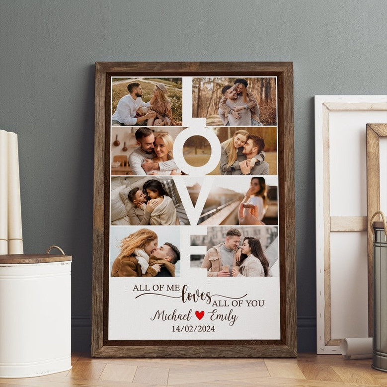 Valentine’s couple photo collage, custom You & Me design showcasing your favorite photos; sweet Valentine’s gift for partners