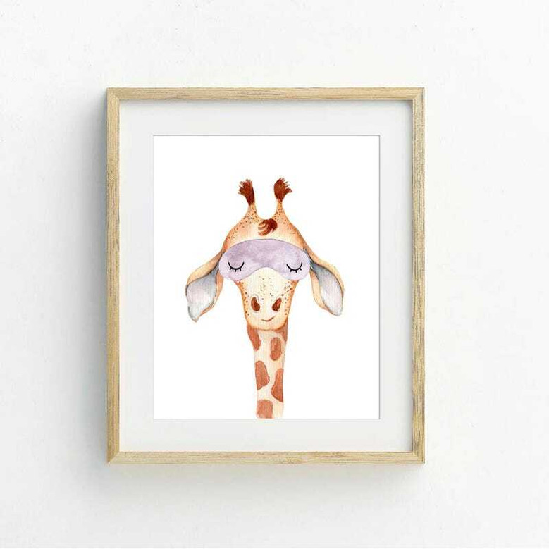 Giraffe nursery canvas trio, lavender and pink watercolor set with affectionate giraffes, charming decor for girl's nursery