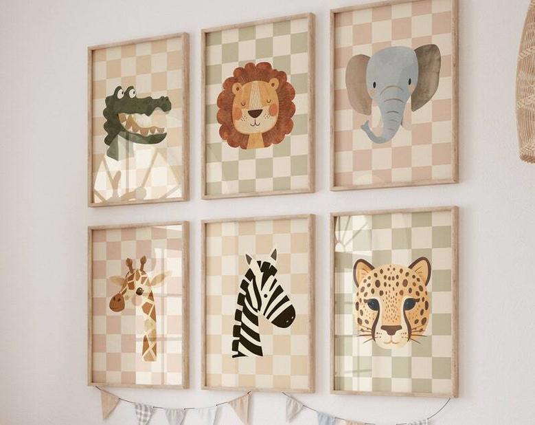 Safari Animal Canvas Collection For Nursery Room Decor