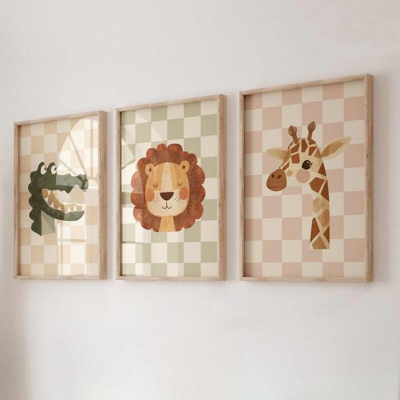 Safari Animal Canvas Collection For Nursery Room Decor