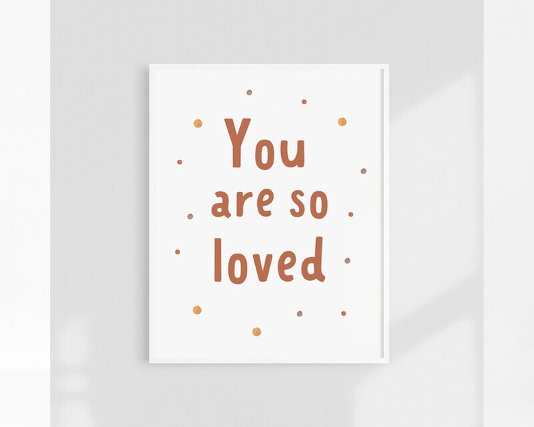 Boho nursery quote printable canvas, minimalist script lettering in soft taupe and cream, ideal for gender-neutral decor