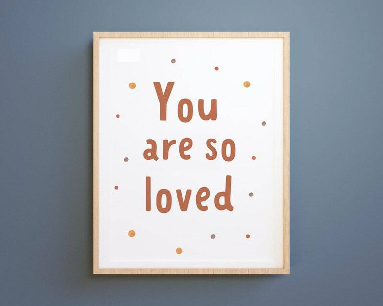 Neutral boho nursery quote wall art printable, earthy palette with terracotta accents, horizontal layout for crib wall