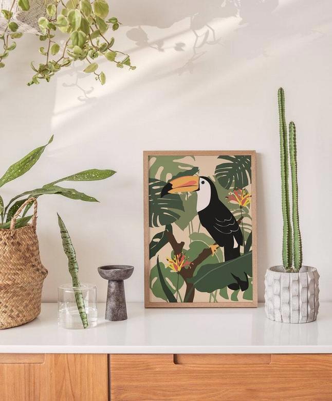 Jungle Nursery Canvas Featuring Boho Toucan Art For Kids' Room Or Playroom Decor