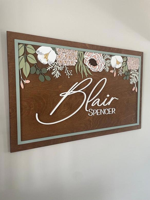 Personalized Floral Baby Girl Nursery Sign - Custom Wood Hanging For Flower-Themed DéCor