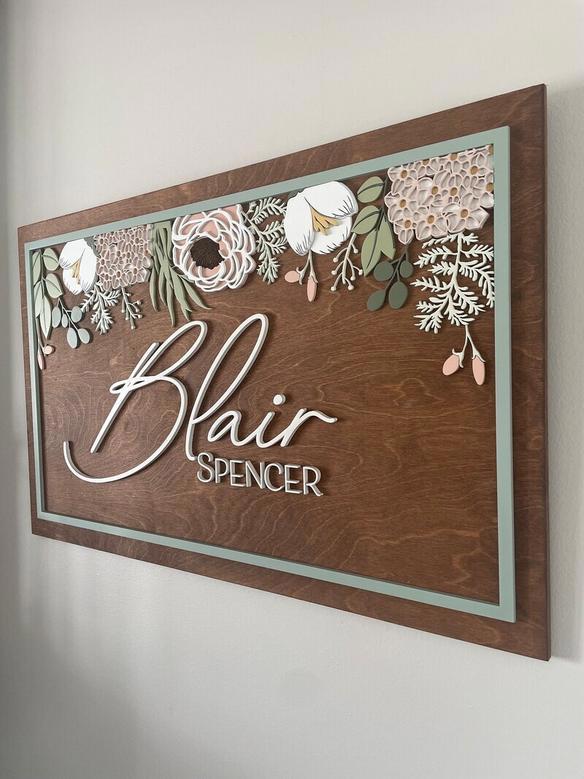 Personalized Floral Baby Girl Nursery Sign - Custom Wood Hanging For Flower-Themed DéCor