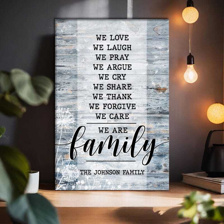 Custom Last Name Canvas - Family Love Wall Art for a New Home