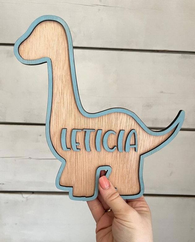 Personalized Dinosaur Name Sign - Custom Wood Decor for Boys' Bedroom