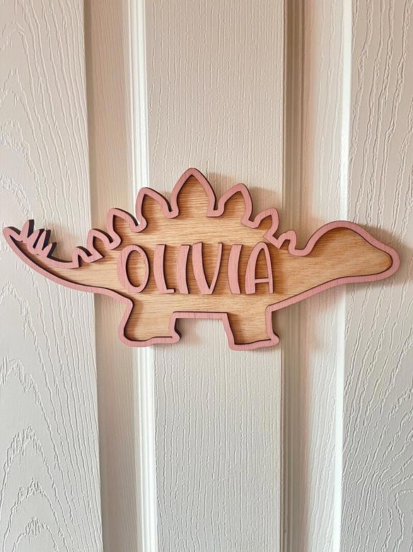 Personalized Dinosaur Name Sign - Custom Wood Decor for Boys' Bedroom