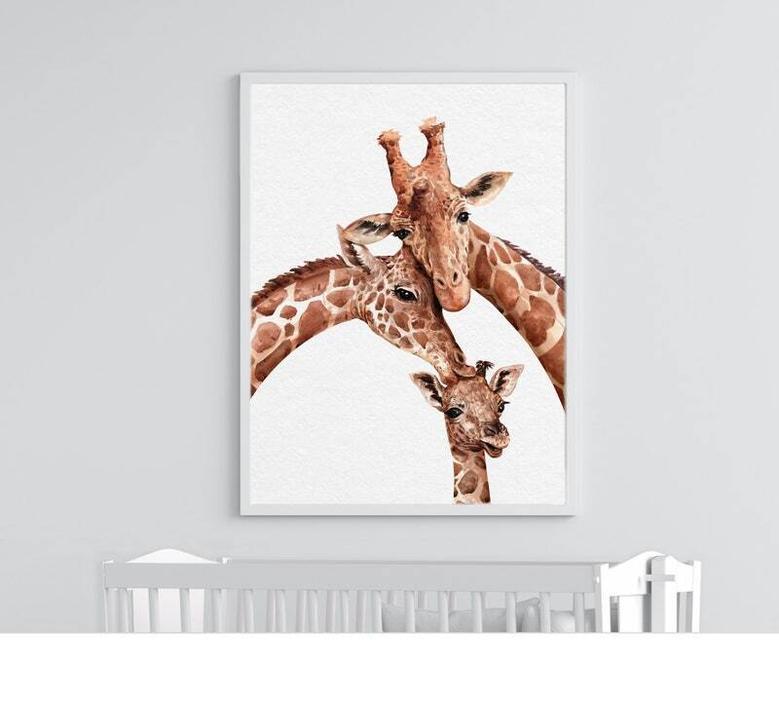 Personalized Giraffe Nursery Canvas Safari Theme Newborn Gift For Baby Room Decor