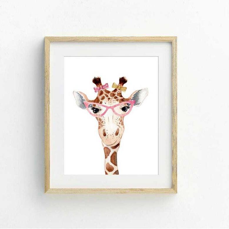 Heartfelt Giraffe Nursery Canvas Trio For Girl's Bedroom Decor - Adorable Kids Room Art