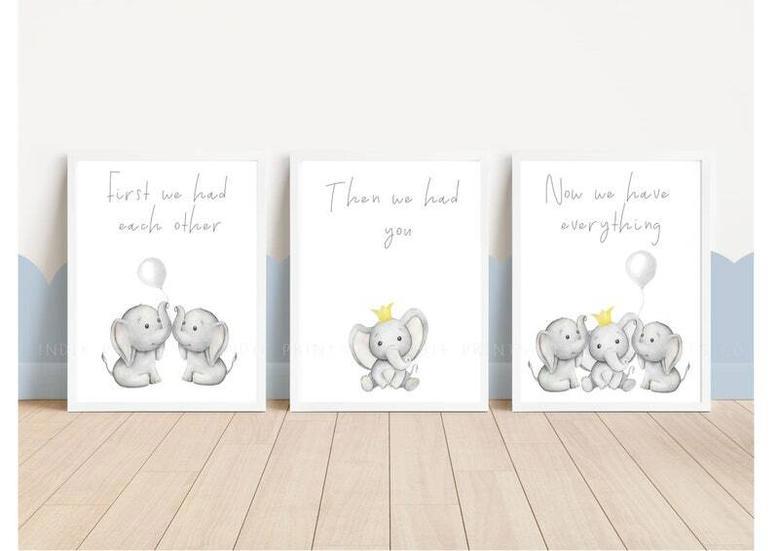 Heartfelt Elephant Nursery Canvas - Custom Animal Wall Art for Baby Girls' Room