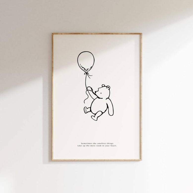 Winnie the Pooh canvas nursery decor, pastel honey-yellow palette and sweet quotes, charming wall art for baby’s room