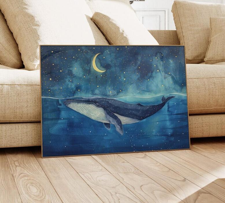 Whale Nursery Art Canvas With Watercolor Painting - Perfect For Baby's Room DéCor