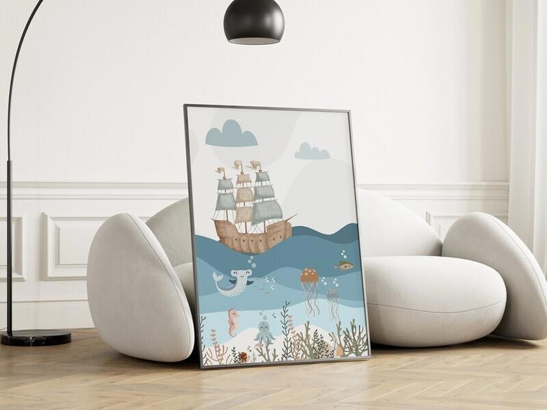 Nautical Nursery Canvas Set For Ocean-Themed Baby Boy Room Wall Art