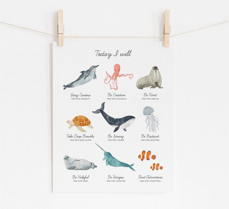 Nautical Nursery Canvas Set - Ocean Animal Alphabet Prints For Kids Room DéCor