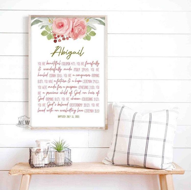 Thoughtful Baptism Gift For Godchild - Personalized Nursery Wall Art For Baby Girl's Room