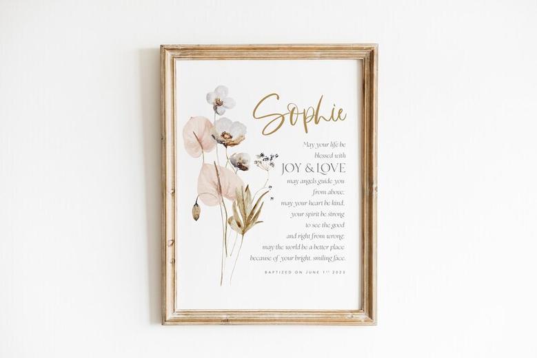 Thoughtful Personalized Baptism Canvas For Baby Girl Godchild Nursery DéCor